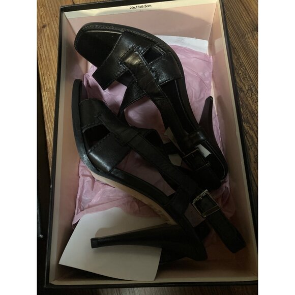 Steve Madden Black Leather Heels Sandals for Women - Size 8 US New In Box - Picture 2 of 3